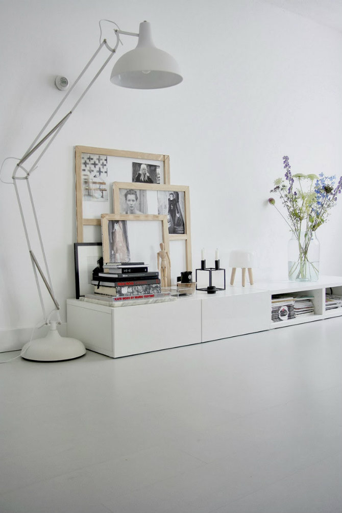 Use floor lamps beside a sideboard Amsterdam home of Desiree Groenendal of the Dutch blog Vosgesparis