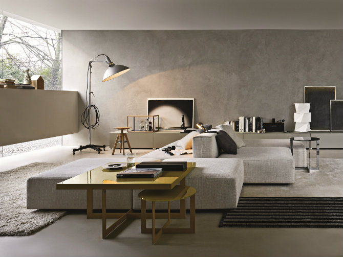 Use floor lamps beside a sideboard Glass House by Molteni