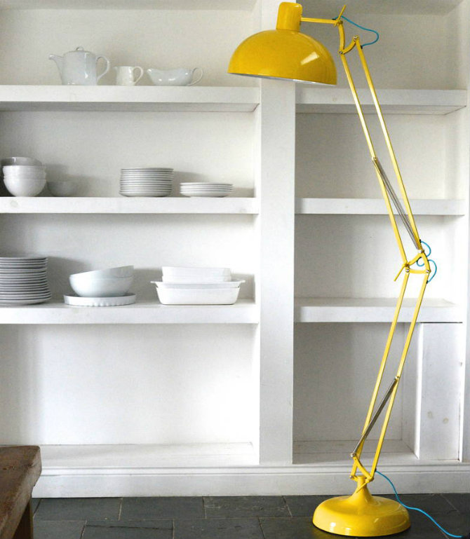 Yellow floor lamps for your home designs acid yellow angled floor lamp by the forest & co
